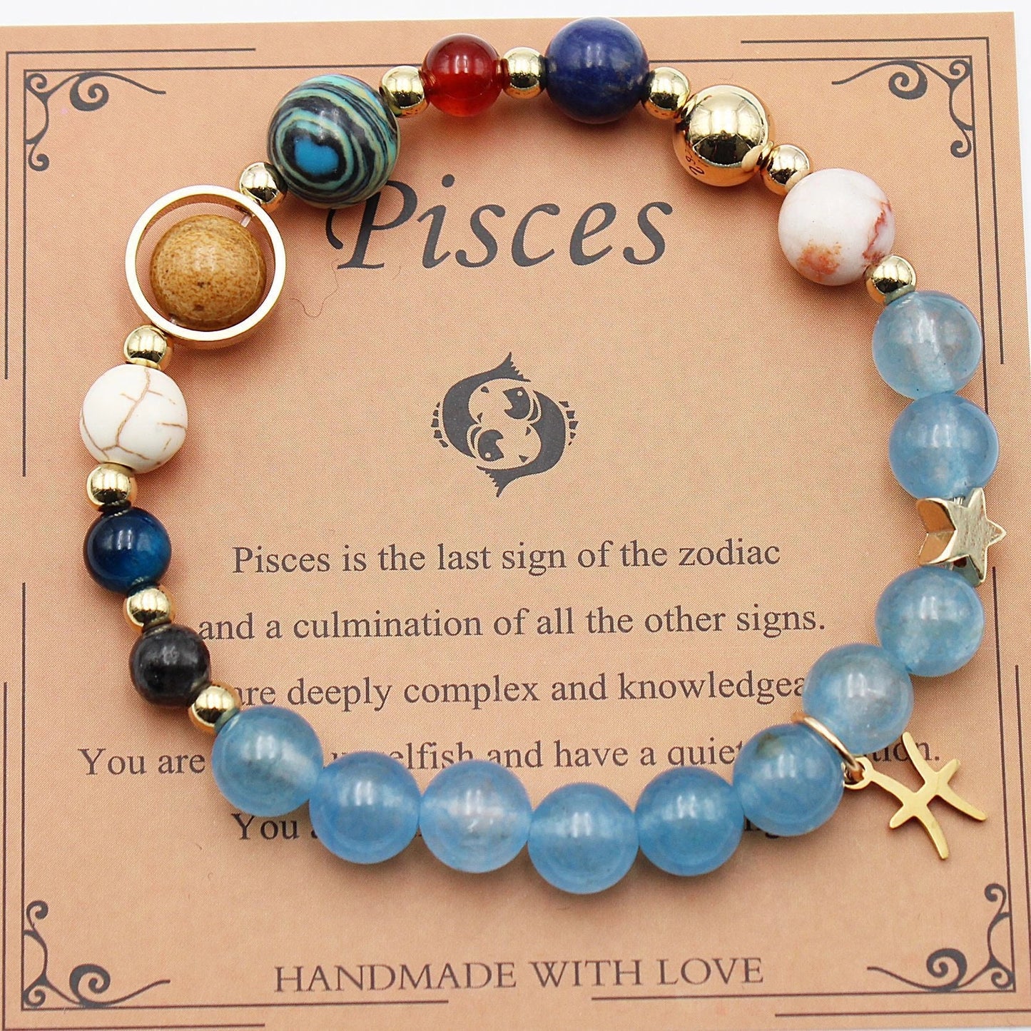Twelve Constellations Natural Stone Beaded Bracelets - Unisex Astrological Jewellery