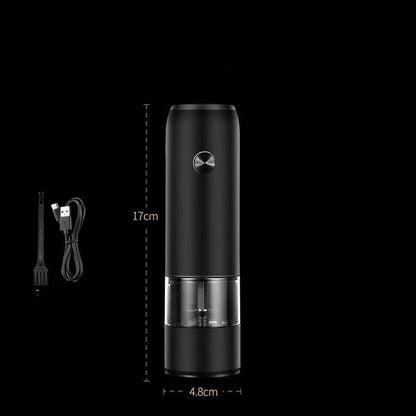 USB rechargeable electric pepper and salt grinder set with adjustable coarseness and LED light