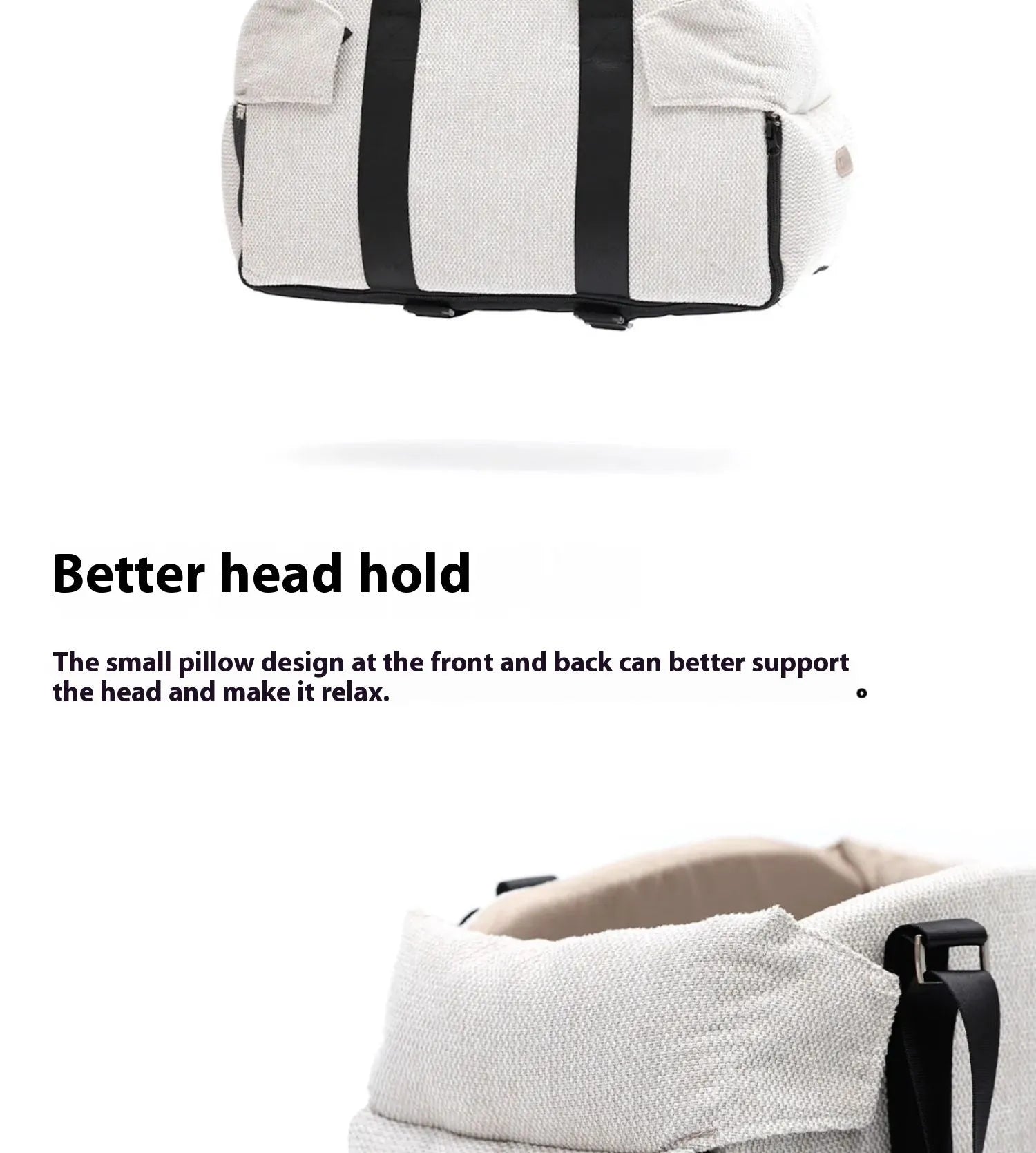 Beige white polyester dual-use pet car nest and bed for small animals.