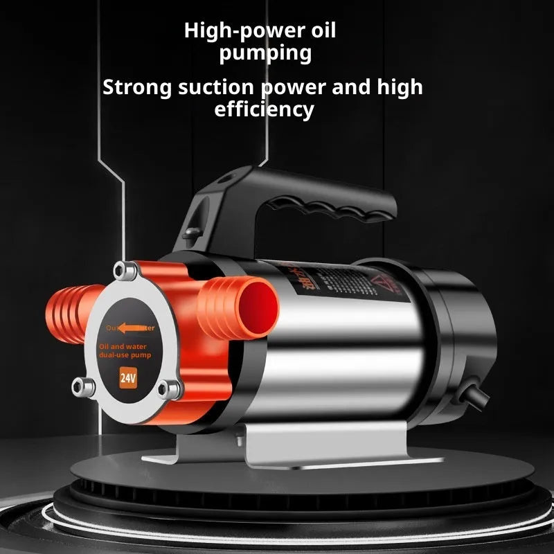 24V DC stainless steel oil water dual-use electric pump on white background