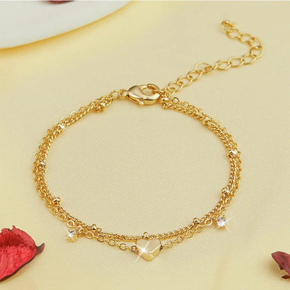 Women's waterproof heart-shaped zircon anklet in gold and silver