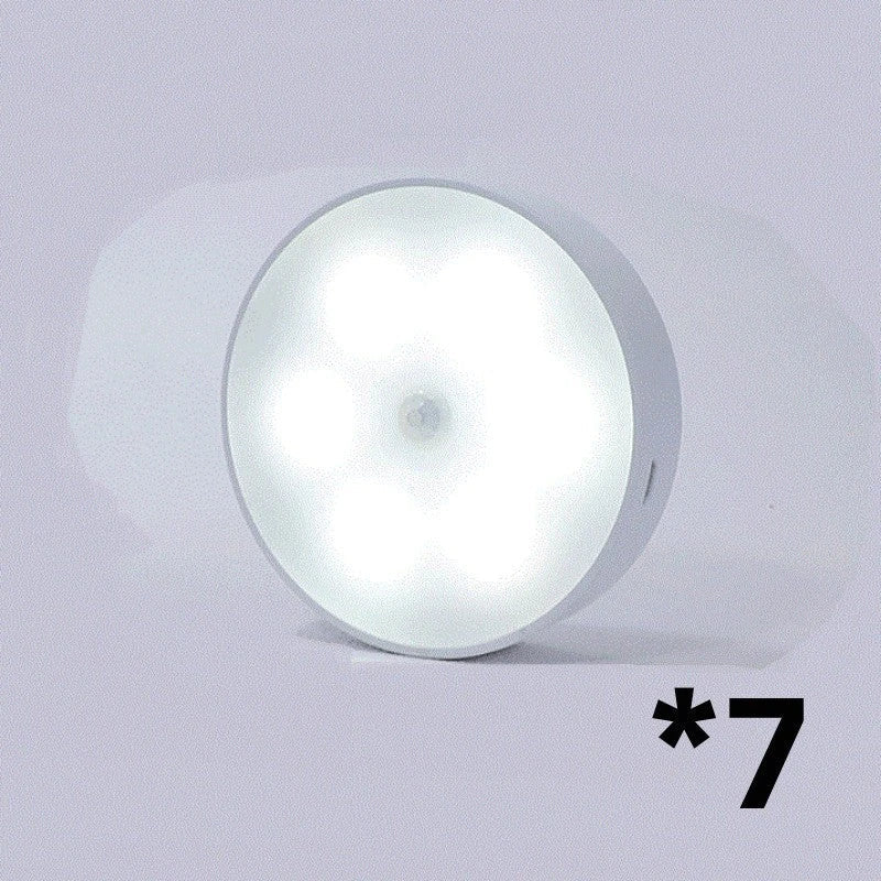 USB rechargeable motion sensor LED puck light for cabinets and night use