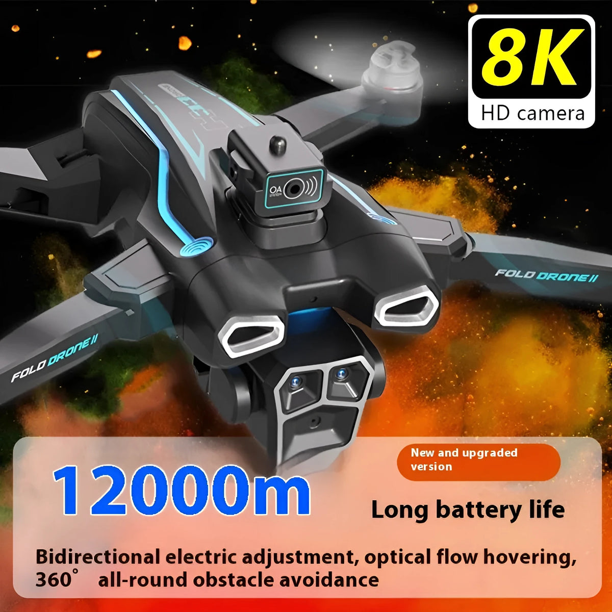H35 UAV drone with 8K HD camera, obstacle avoidance, and brushless motor in flight
