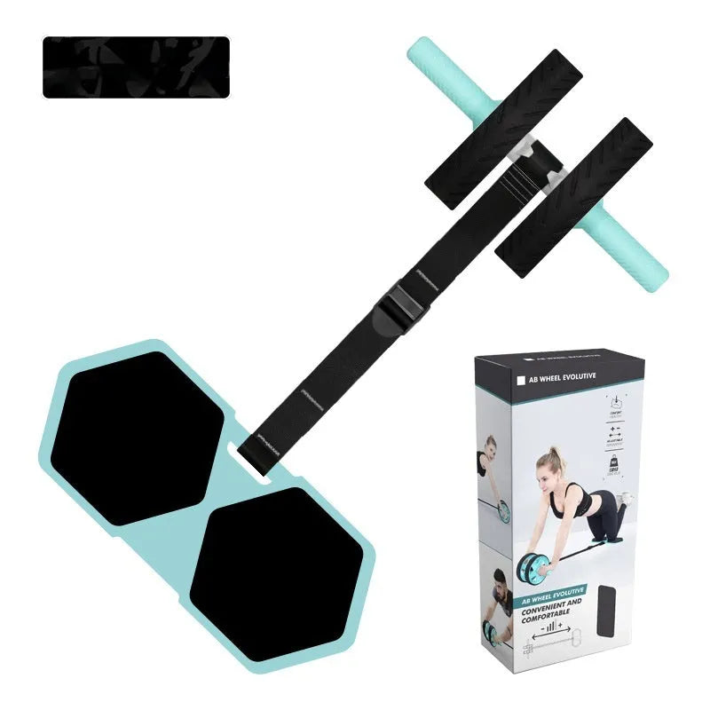 Abdominal wheel with automatic rebound in macaron pink and green colours for home fitness
