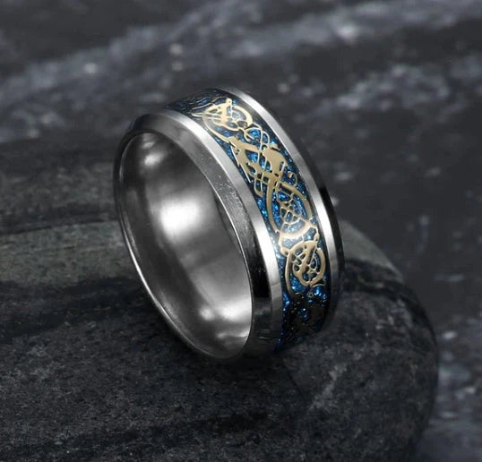 Asgard Crafted Basilisk Scale Wedding Ring in titanium steel with vintage design