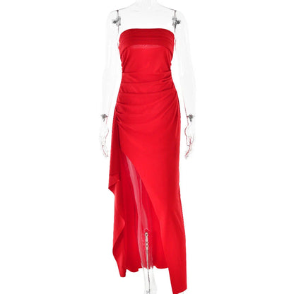 Elegant sleeveless maxi dress in various colors, featuring a backless design and an A-line silhouette for a flattering and sophisticated look.