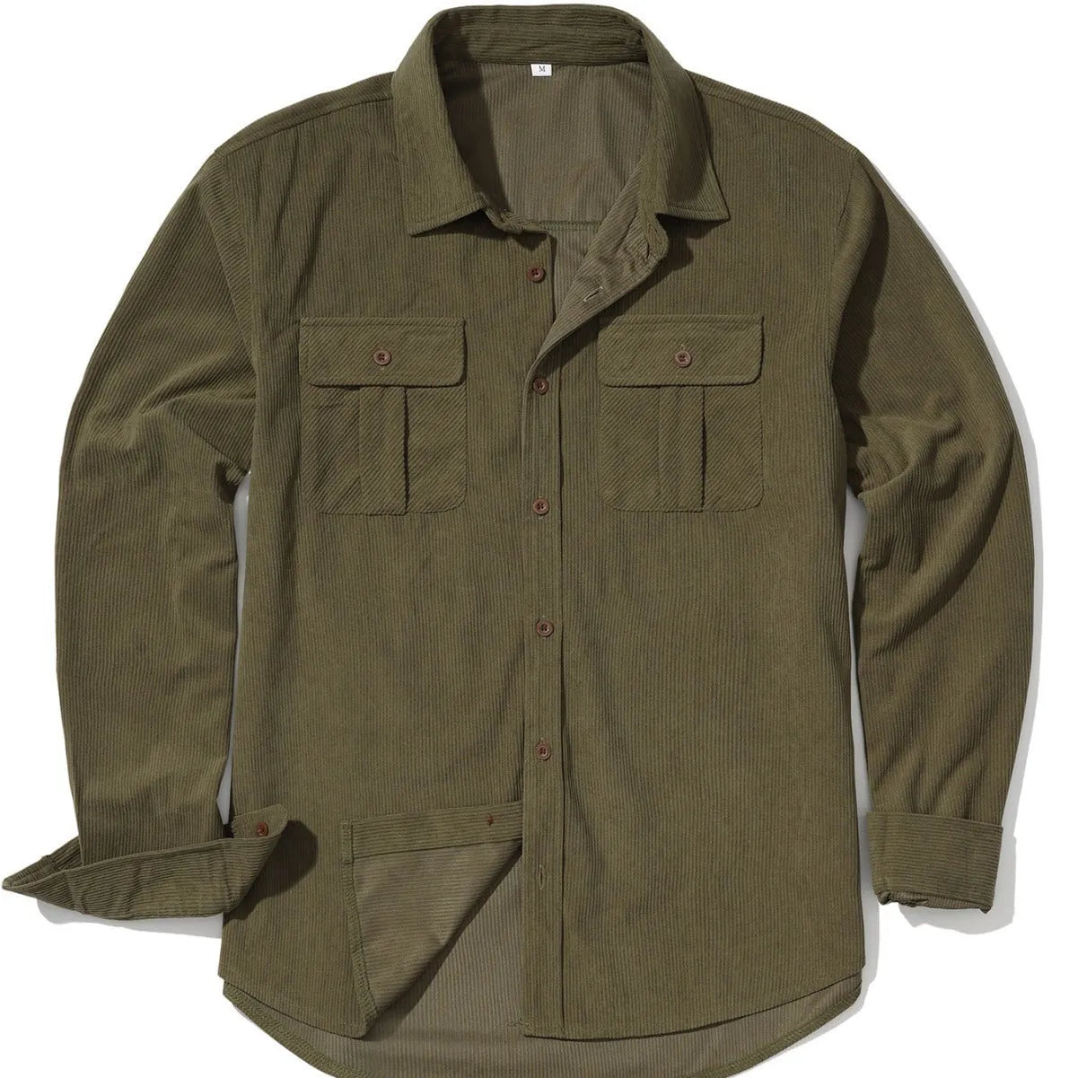 Men's thin corduroy shirt in Japanese retro style with sanded velvet texture and long sleeves