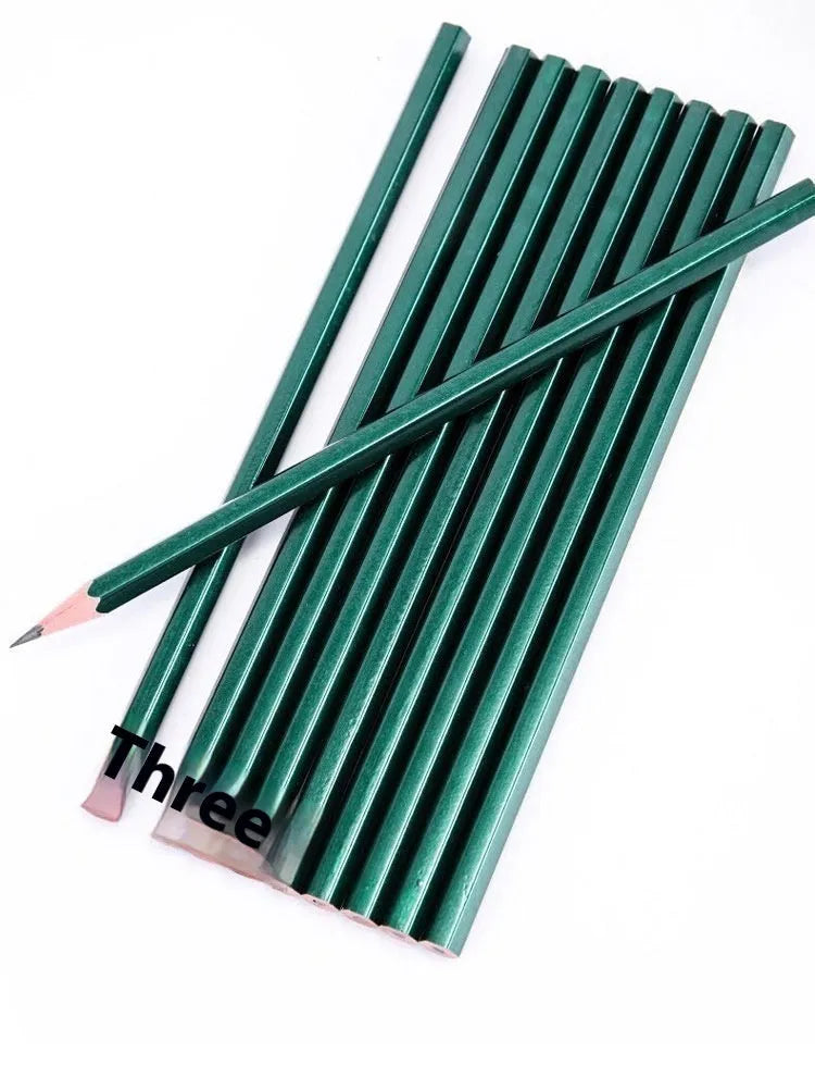 Green Rod wooden pencils set of 10 with HB and 2B graphite grades and six-angle rod design