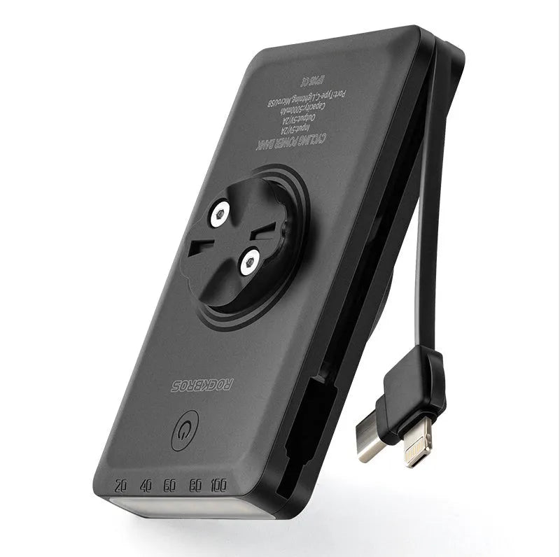 Bicycle light power bank 5000mAh with built-in cable for charging and illumination