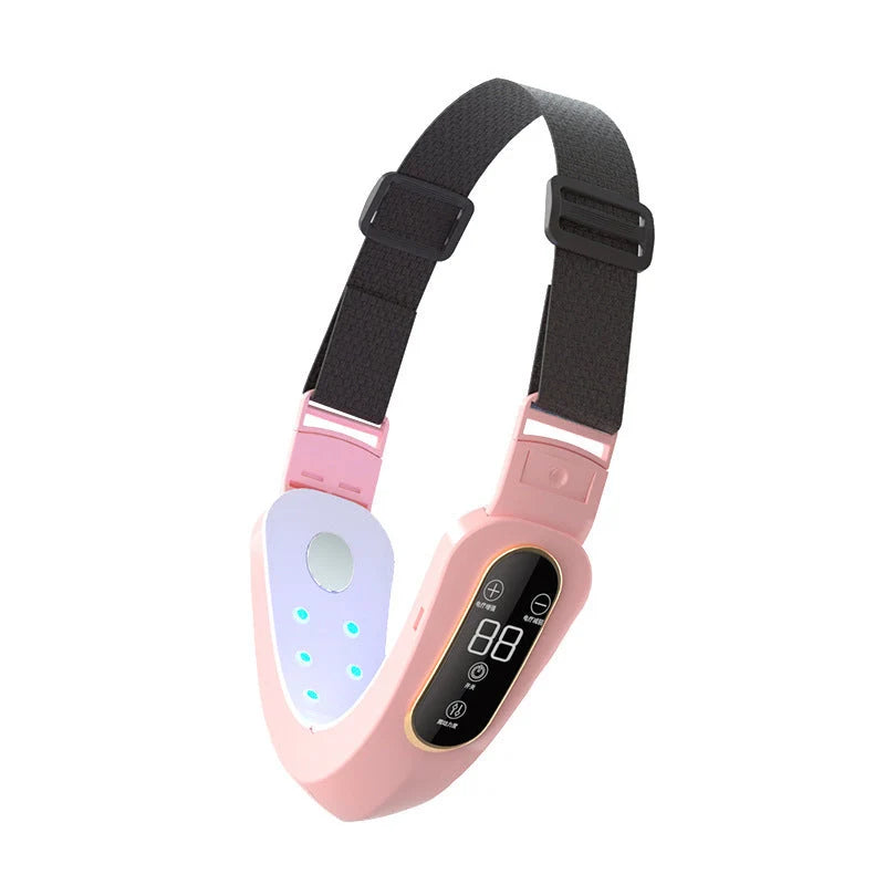 Microcurrent Face Massager with EMS and LED Photon Therapy in pink and white