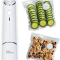 White USB electric vacuum food sealer with five plastic fresh-keeping bags for kitchen storage