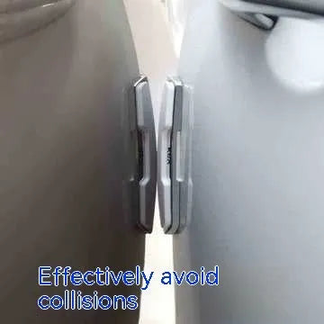 Black plastic silicone car door bumper protection strips, four-piece set showing dimensions.