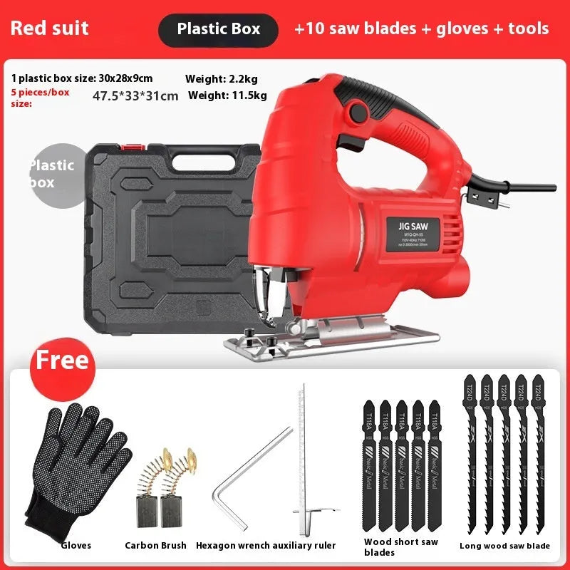 55 type electric scroll saw hand-carrying multifunctional woodworking saw with 10 blades and plastic box
