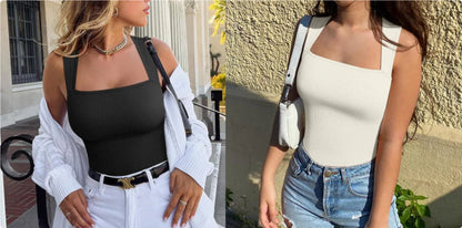 Square neck sleeveless slim fit jumpsuit in various colours for summer wear