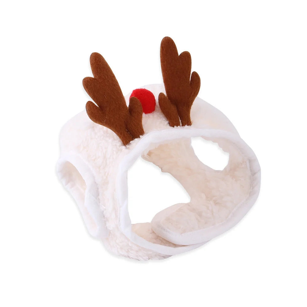 Christmas pet costume with velvet fabric and festive antlers