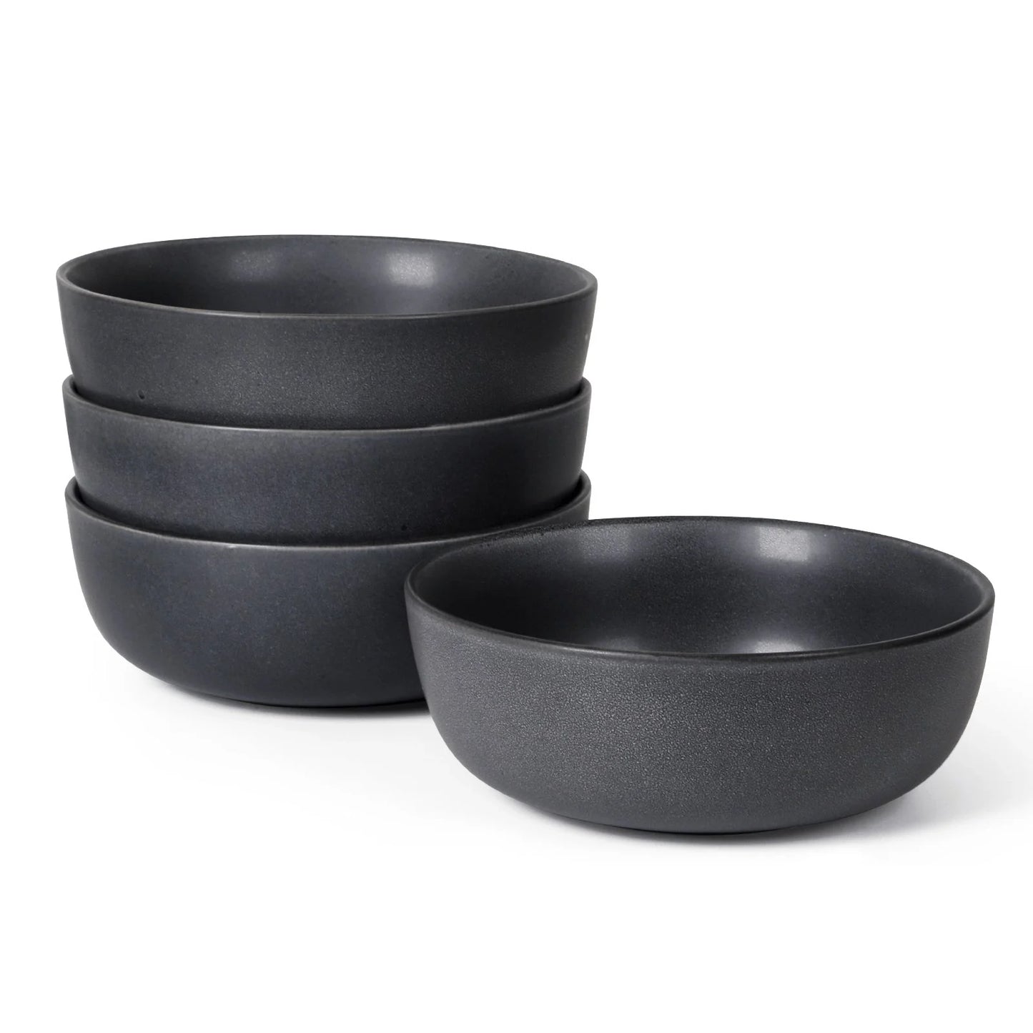 Set of 4 ceramic kitchen bowls, 27oz each, in grey and white, microwave and oven safe