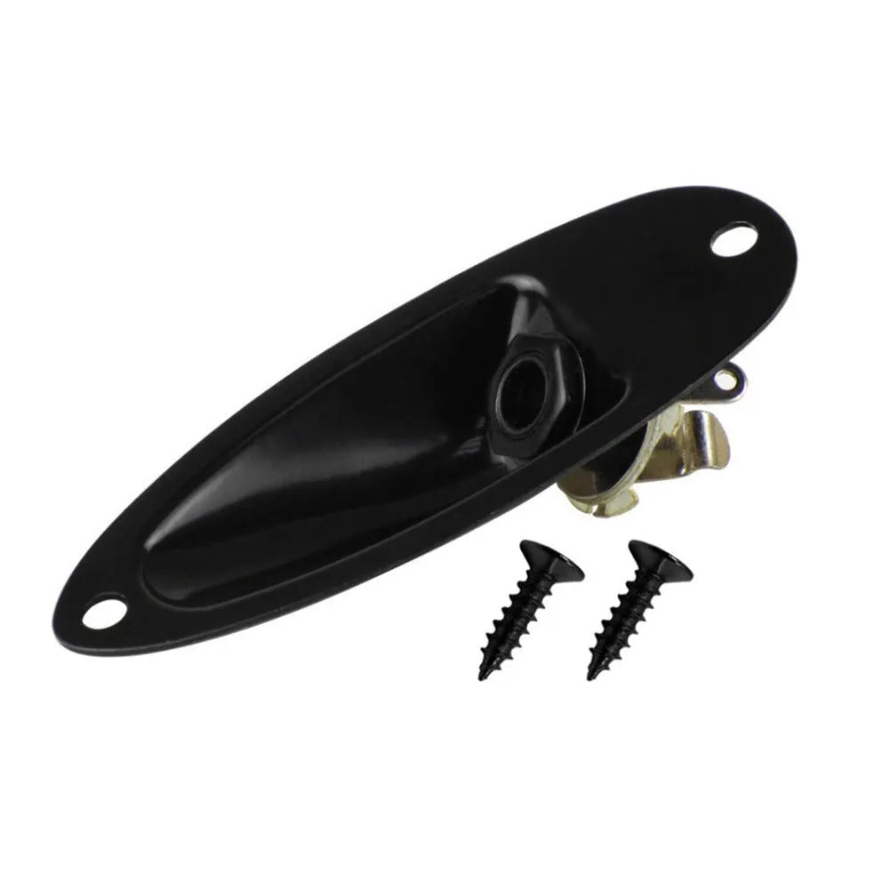 Black and silver alloy ST boat socket for electric guitar and bass input jack.