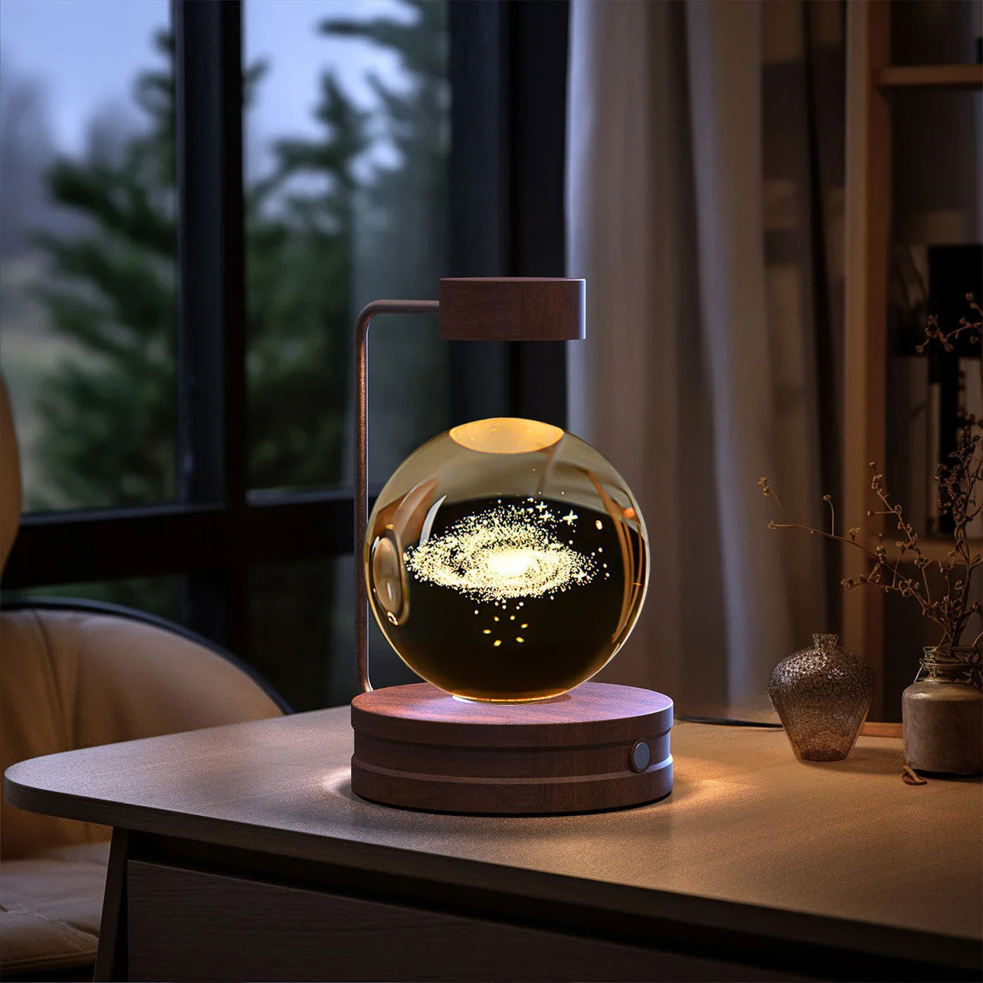 Dazzling crystal ball nightlight with captivating cosmic designs, creating a warm, soothing ambiance in your home