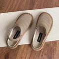 Breathable mesh slip-on shoes in beige with a round toe and low-top design on a rubber sole.