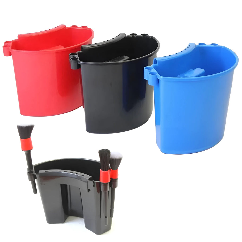 A 10-litre capacity car wash bucket made from black PP plastic, shown empty.