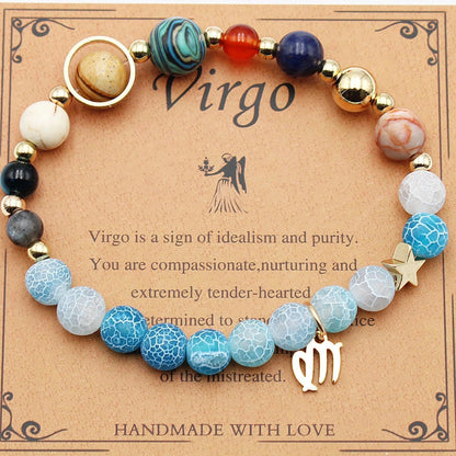 Twelve Constellations Natural Stone Beaded Bracelets - Unisex Astrological Jewellery