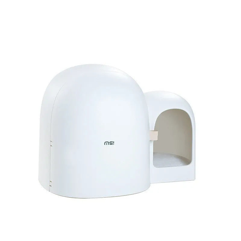 Fully enclosed oversized cat litter box in Aurora White, Moss Green, or Milk Tea colour
