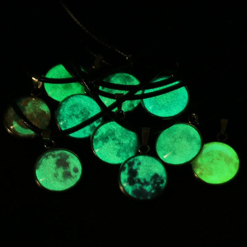 Simple constellation design pendant necklace with luminous alloy detail on a chain with extension.