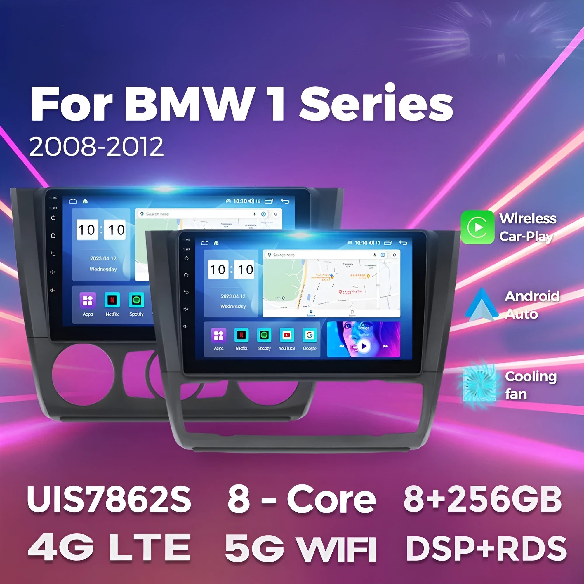 9-inch Android central control navigation touchscreen unit for BMW E87 vehicle.