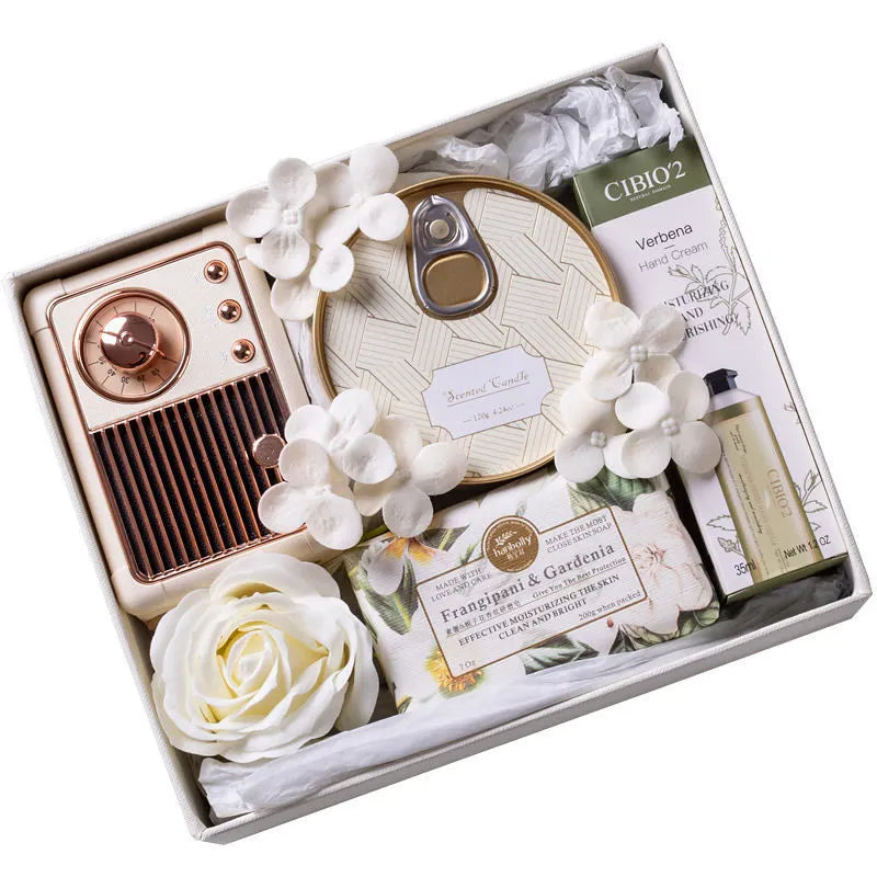 Sense Set aromatherapy gift box with skylight candles, Bluetooth speaker, and towel bear package