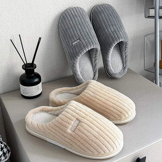 Cozy plush slippers with soft lining and non-slip outsole for indoor and light outdoor use
