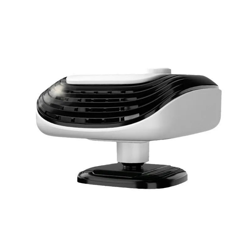 White and green 12V 24V warm air blower heater for vehicles with compact dimensions