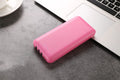 10000mAh three-wire power bank with multi-U port output in pink plastic shell