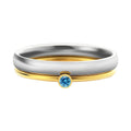 December birthstone engraved titanium steel ring with geometric shape and gold-plated handle.