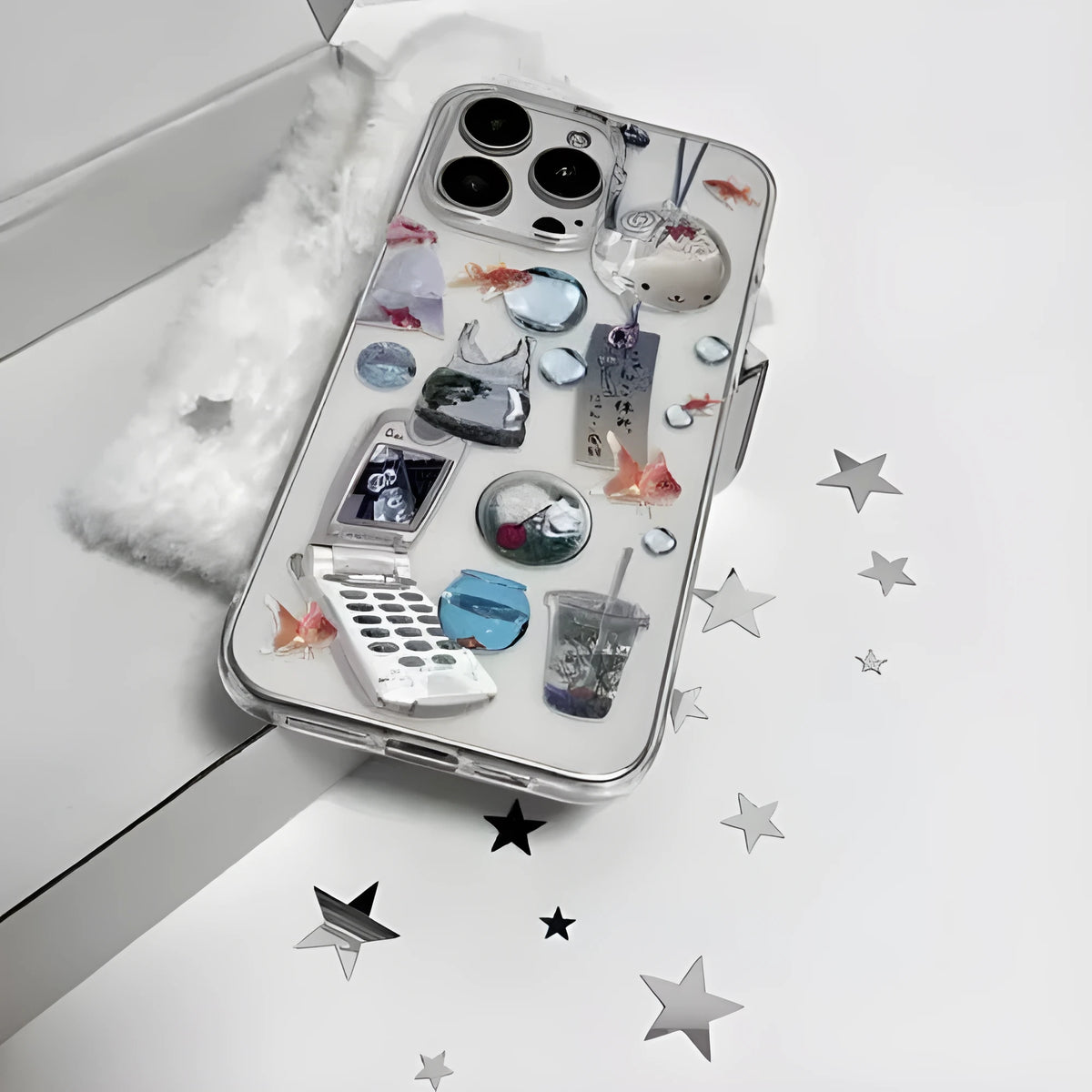 Retro fish tank wind chime printed transparent silicone phone case for Apple iPhone