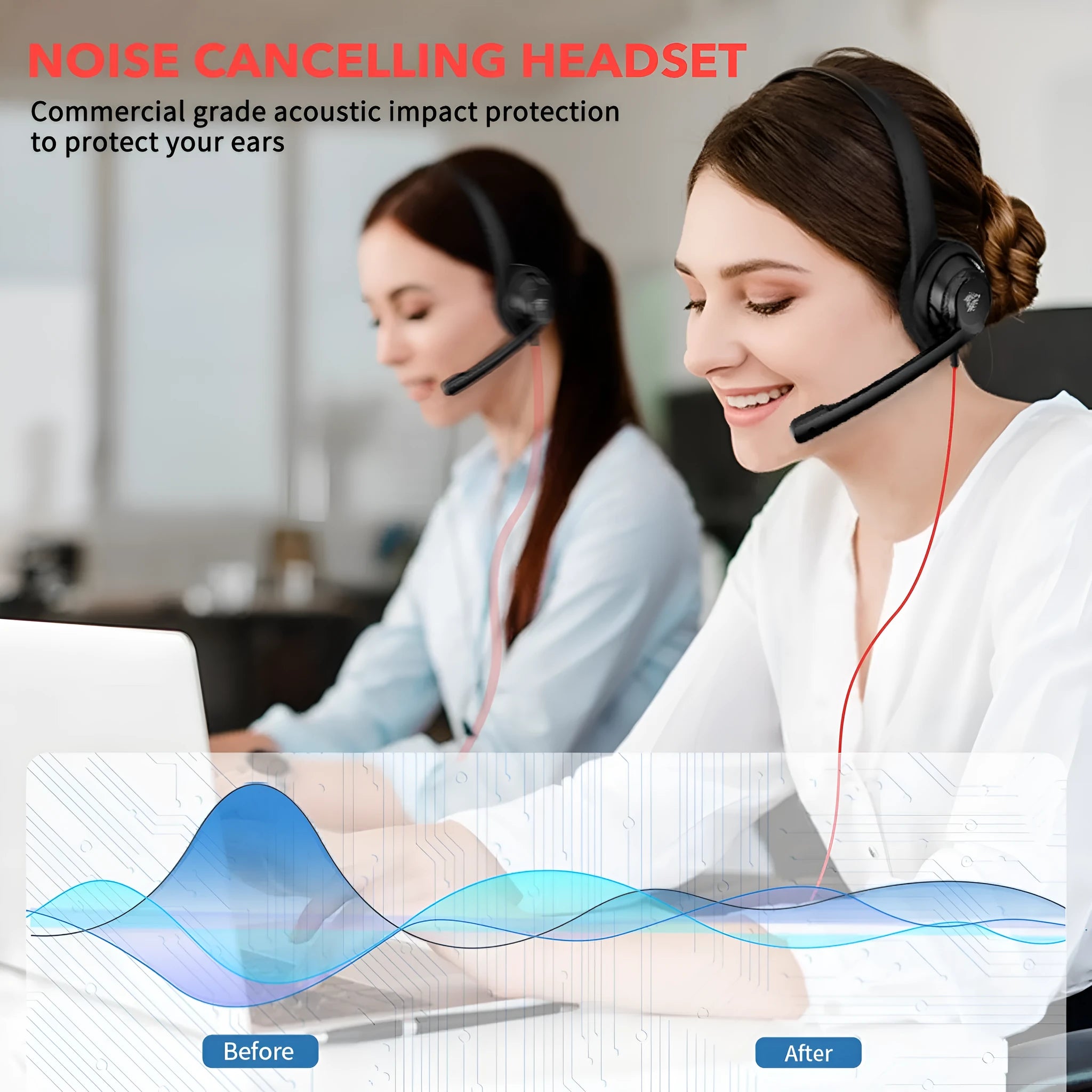NUBWO HW02 bilateral wired headset with mesh fabric earmuffs and TYPE-C plug