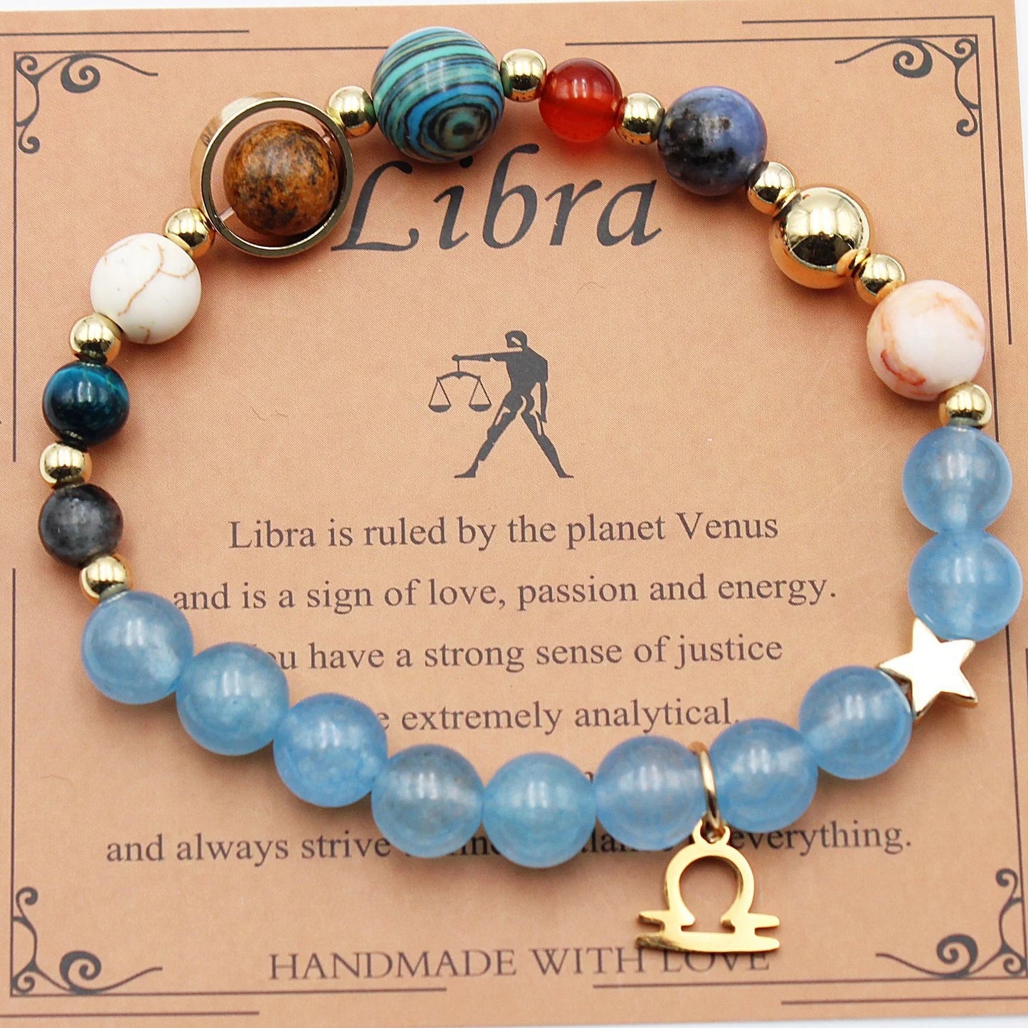 Twelve Constellations Natural Stone Beaded Bracelets - Unisex Astrological Jewellery