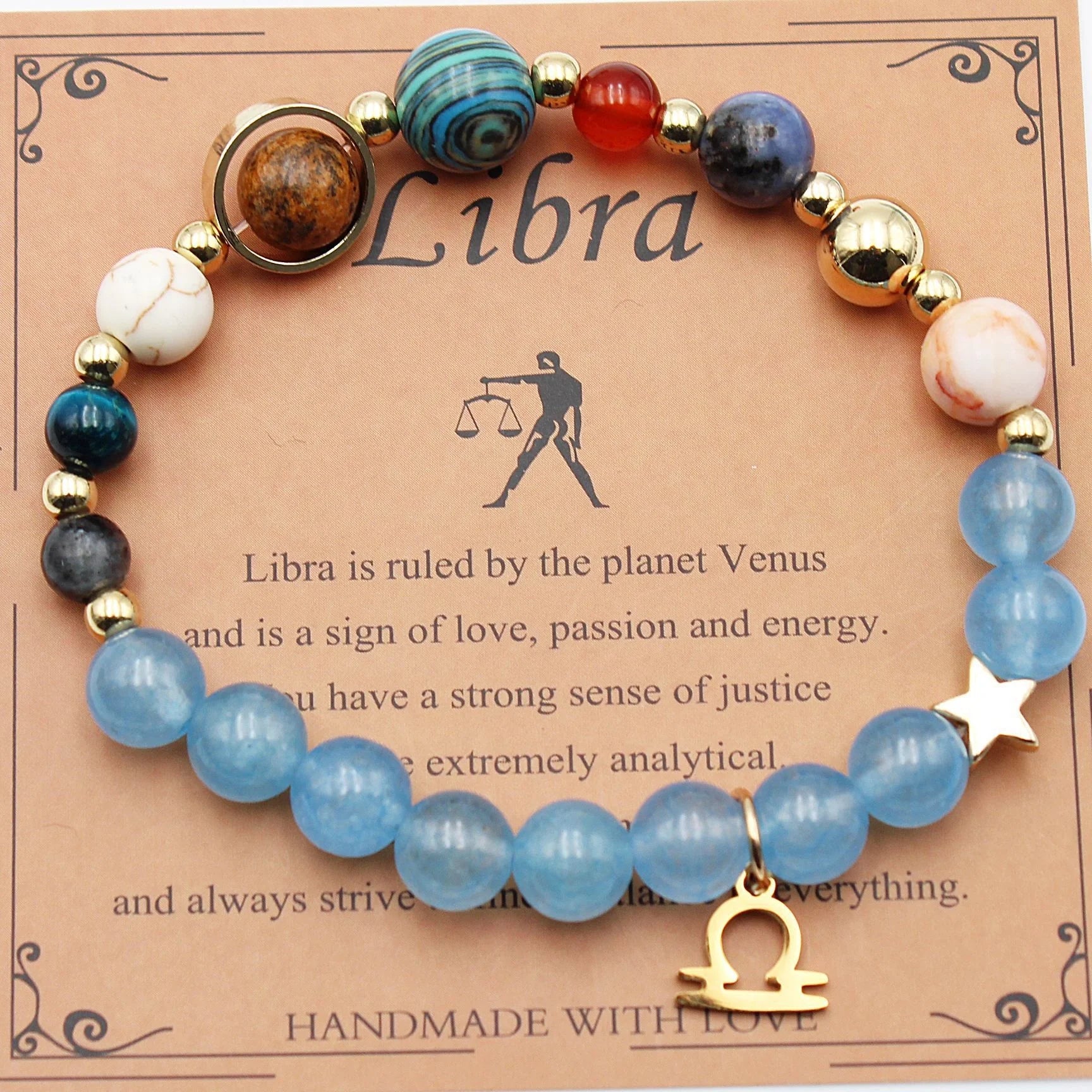 Twelve Constellations Natural Stone Beaded Bracelets - Unisex Astrological Jewellery
