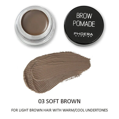 Phoera Eyebrow Cream with 6 shades and double-head brush for natural brow styling