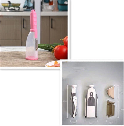 Multifunctional vegetable cutter with safety blade guard and multiple slicing options