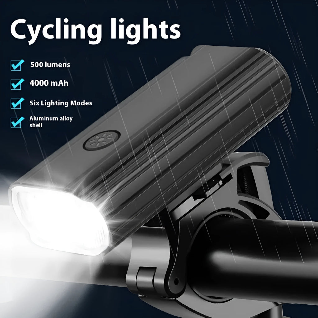 Aluminium alloy bicycle headlight with TYPE-C charging port and quick release mounting bracket