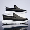 Plus size men's mesh breathable soft sole low-top leisure shoes in 406 black and gray