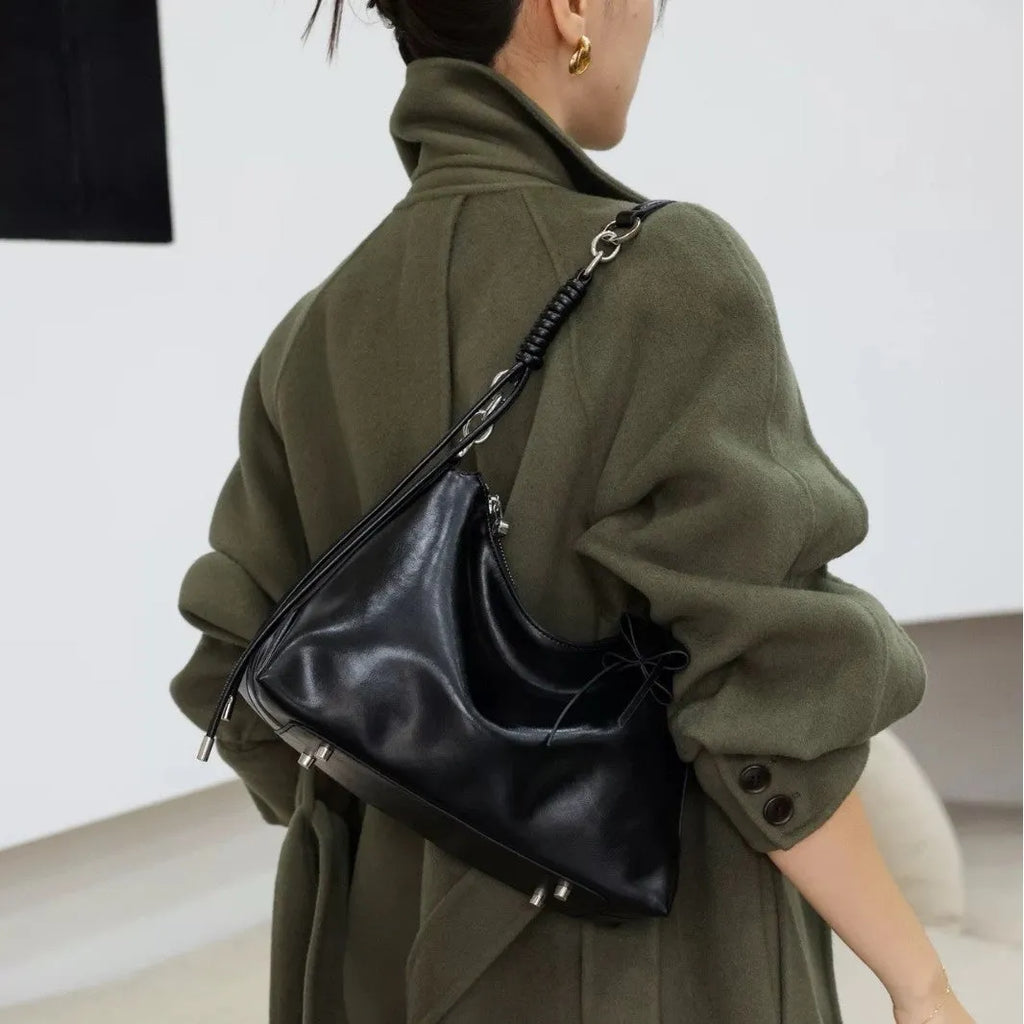 Cortex Lady genuine leather crossbody bag in caramel colour, horizontal square shape with stitching detail