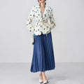 Women's collar lace-up waist-tight suit jacket in polyester, showing front tie detail on a model.