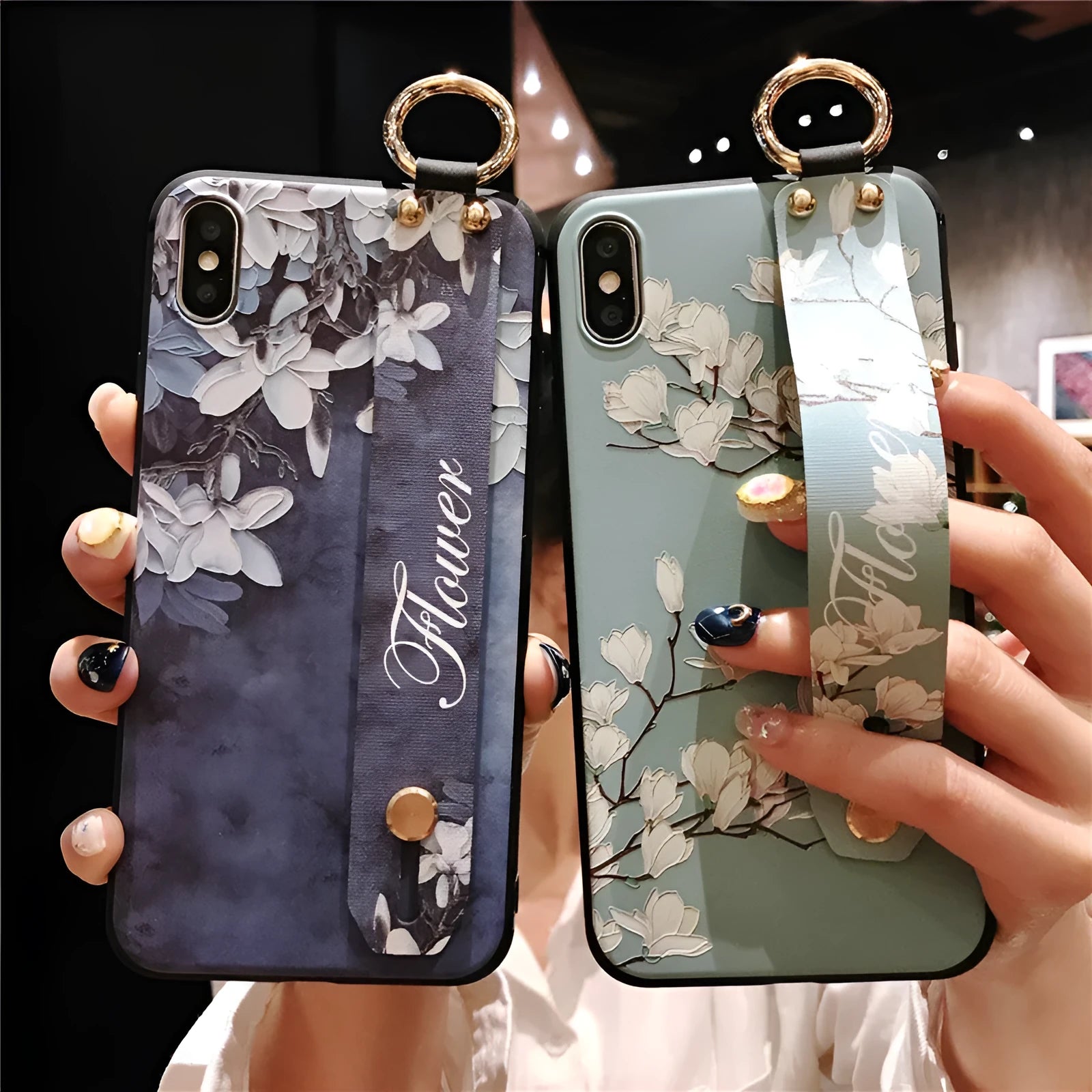 Wrist strap bracket phone case for iPhone 12 with ethnic black and white stripes TPU back cover