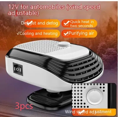 White and green 12V 24V warm air blower heater for vehicles with compact dimensions
