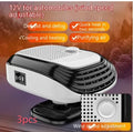 White and green 12V 24V warm air blower heater for vehicles with compact dimensions