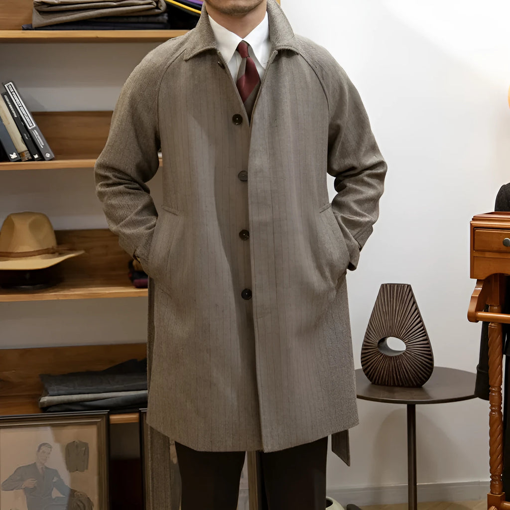 Autumn winter Barr MACN warm wool brown houndstooth side pocket overcoat for teenagers