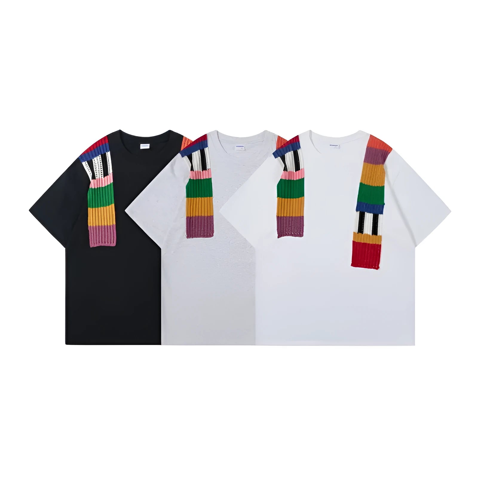 Men's cotton blend t-shirt with patchwork letter design in loose fit and short sleeves