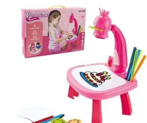 Children's magnetic projection drawing board with music function in blue and pink