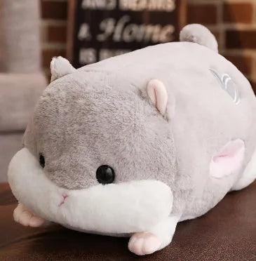 Cute brown hamster pillow made of cotton with PP cotton filling, 50cm size, on a white background